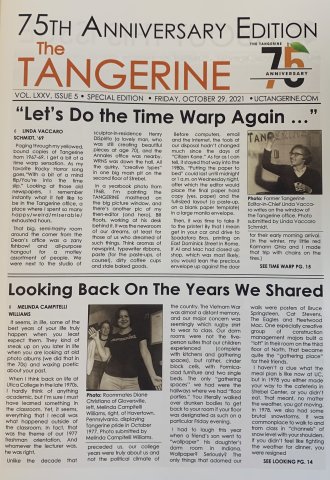 Front page of the Tangerine 75th Anniversary Issue