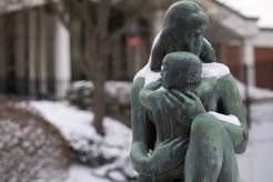 UC Campus Statues in Snow