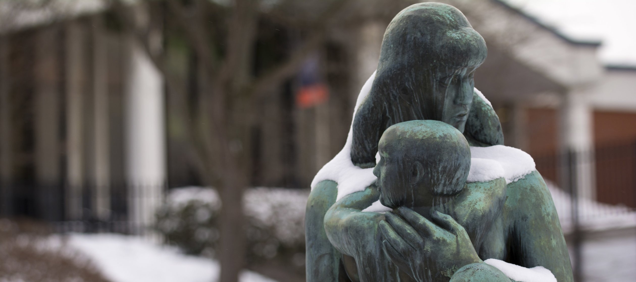 UC Campus Statues in Snow