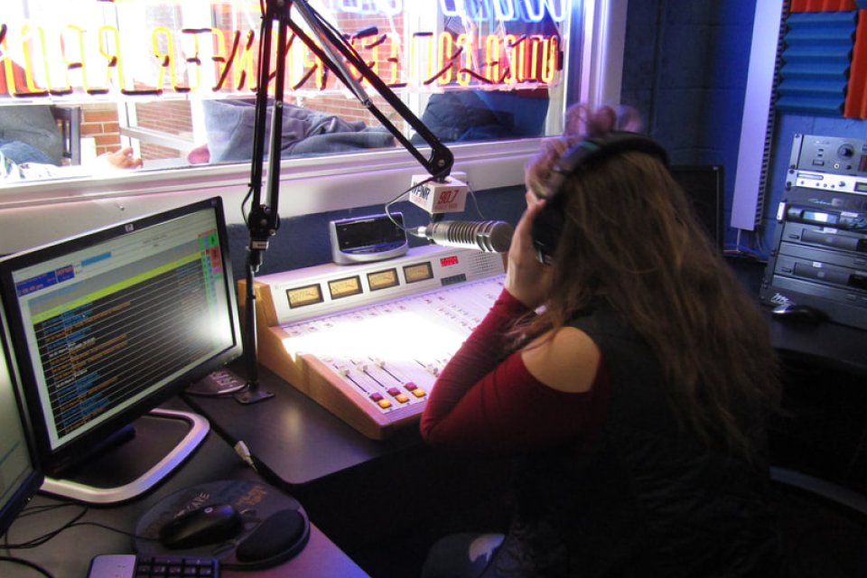 Maria Longeretta at board in Pioneer Radio WPNR